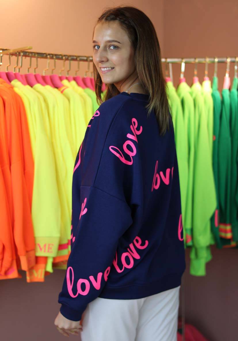 Miss Goodlife Roundneck Love Heartface Strass – darkblue Begrenztes Angebot