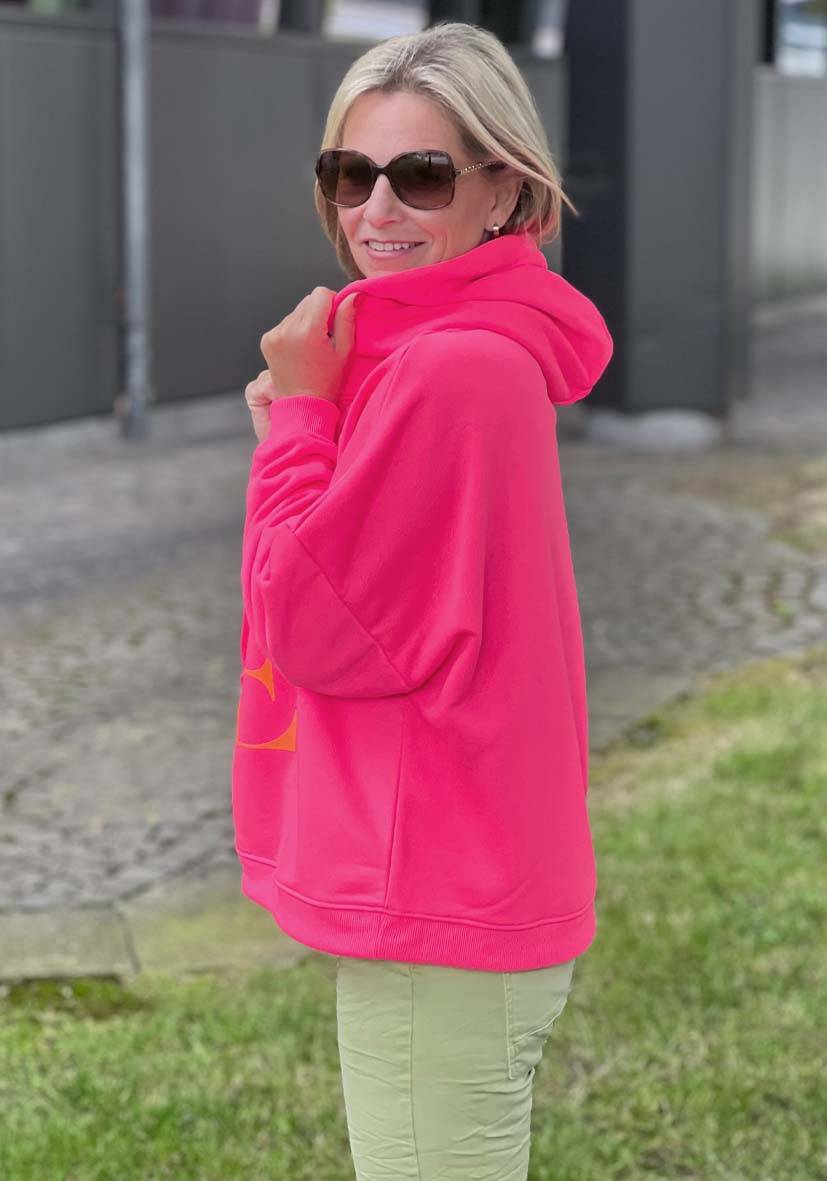 Miss Goodlife Hoodie Love Heartface – neonpink/neonorange Preisnachlass