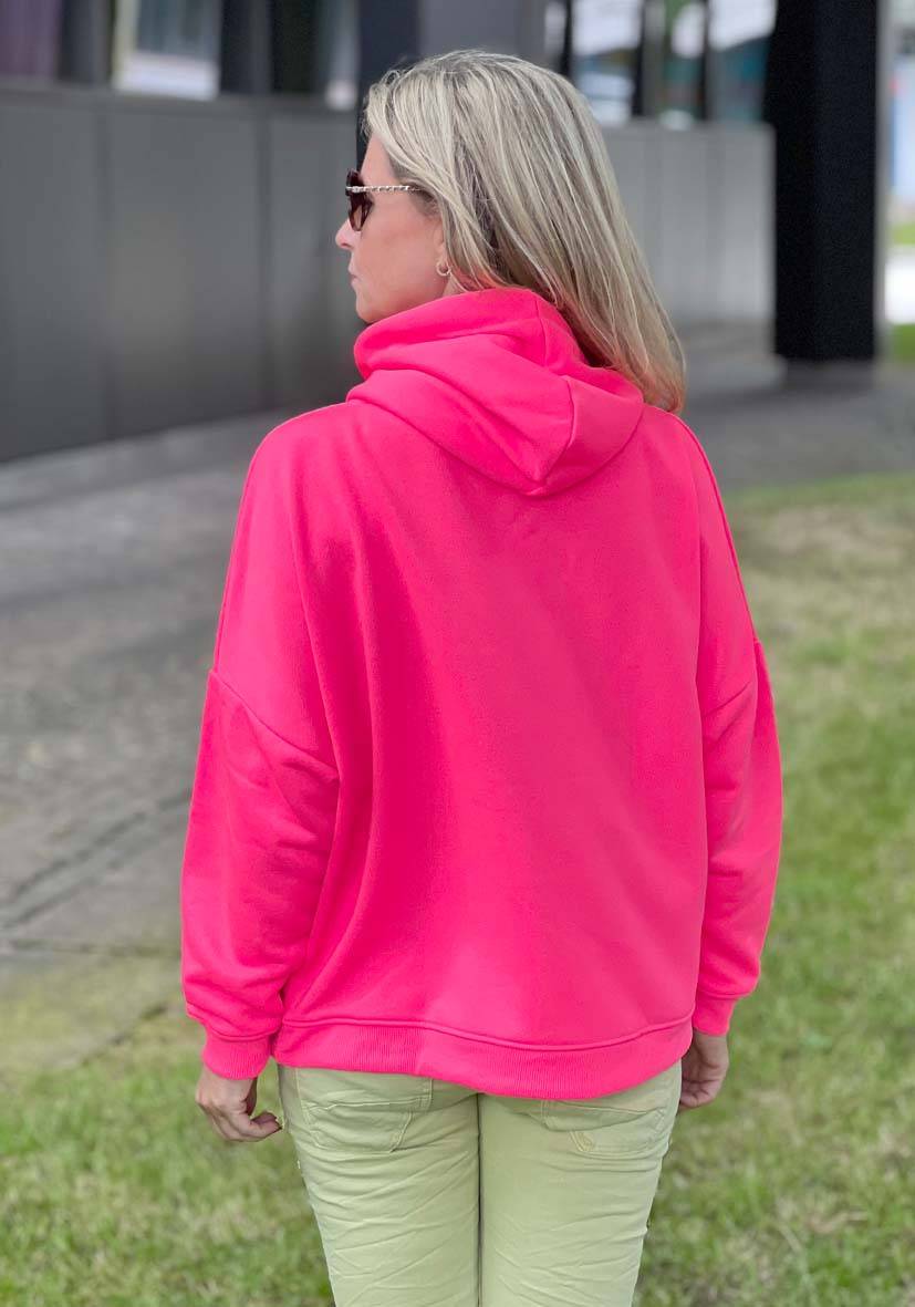 Miss Goodlife Hoodie Love Heartface – neonpink/neonorange Preisnachlass