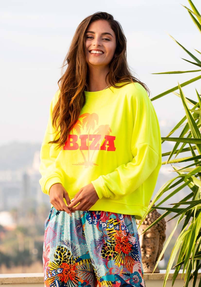 Miss Goodlife Roundneck Ibiza Palm – neonyellow Cyber Monday