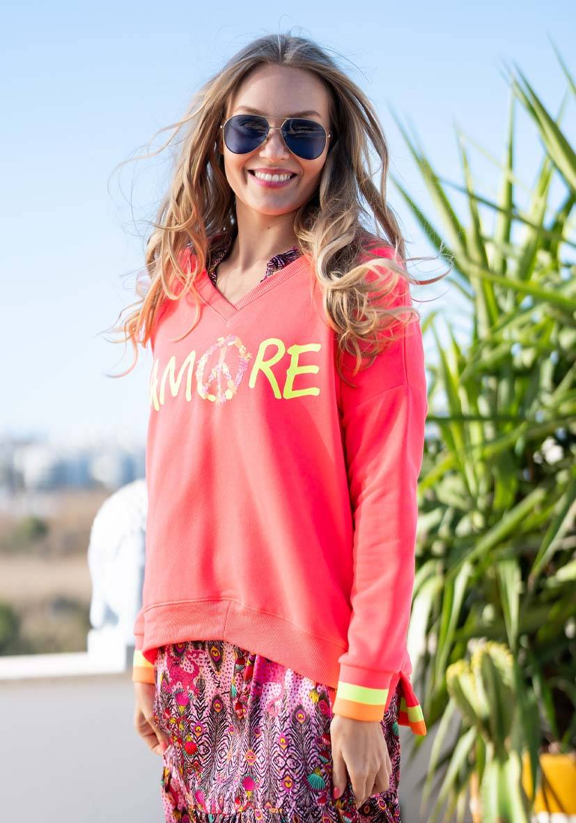 Miss Goodlife V-Neck Amore Peace – neonpink/neonyellow Bestseller