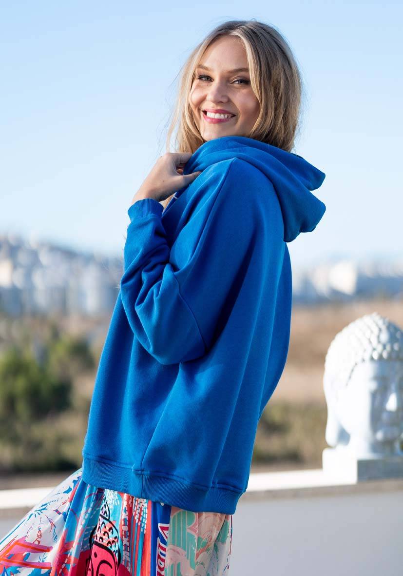 Miss Goodlife Hoodie Love Heartface – blue/neonorange Riesige Ersparnisse