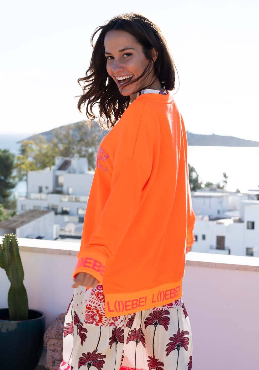 Miss Goodlife V-Neck L(i)ebe Strass – neonorange VIP-Rabatte