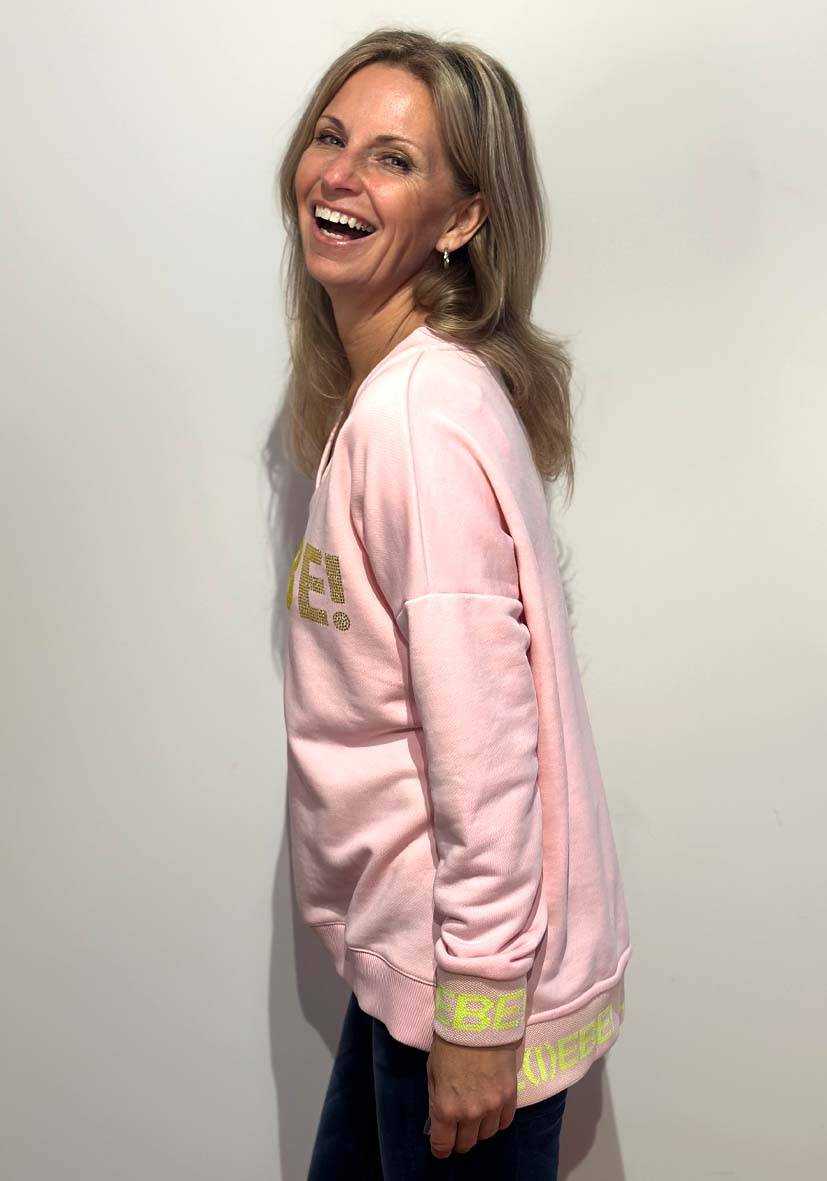Miss Goodlife V-Neck L(i)ebe Strass – rose/neonyellow Wochenangebot
