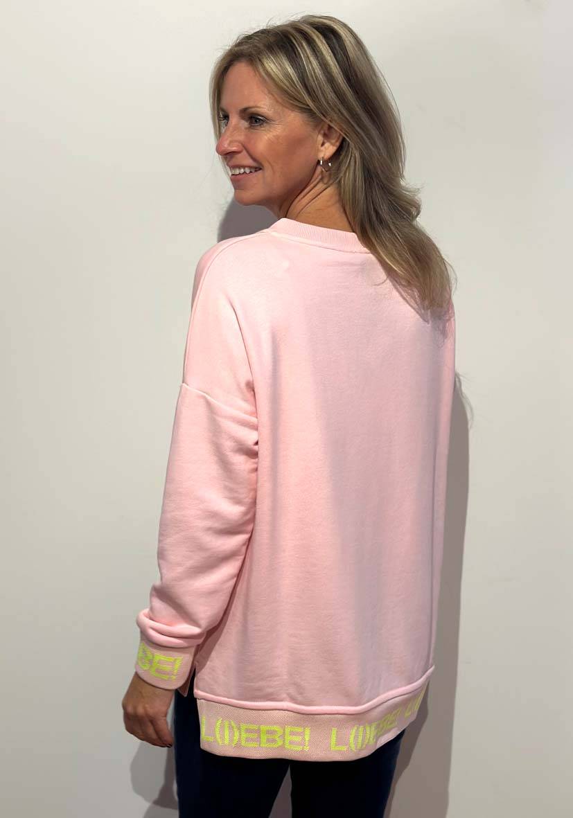 Miss Goodlife V-Neck L(i)ebe Strass – rose/neonyellow Wochenangebot