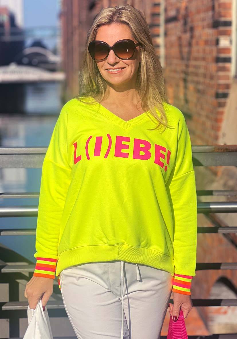 Miss Goodlife V-Neck Liebe – neonyellow Kostenlose Rückgabe