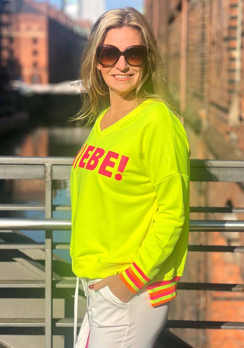 Miss Goodlife V-Neck Liebe – neonyellow Kostenlose Rückgabe