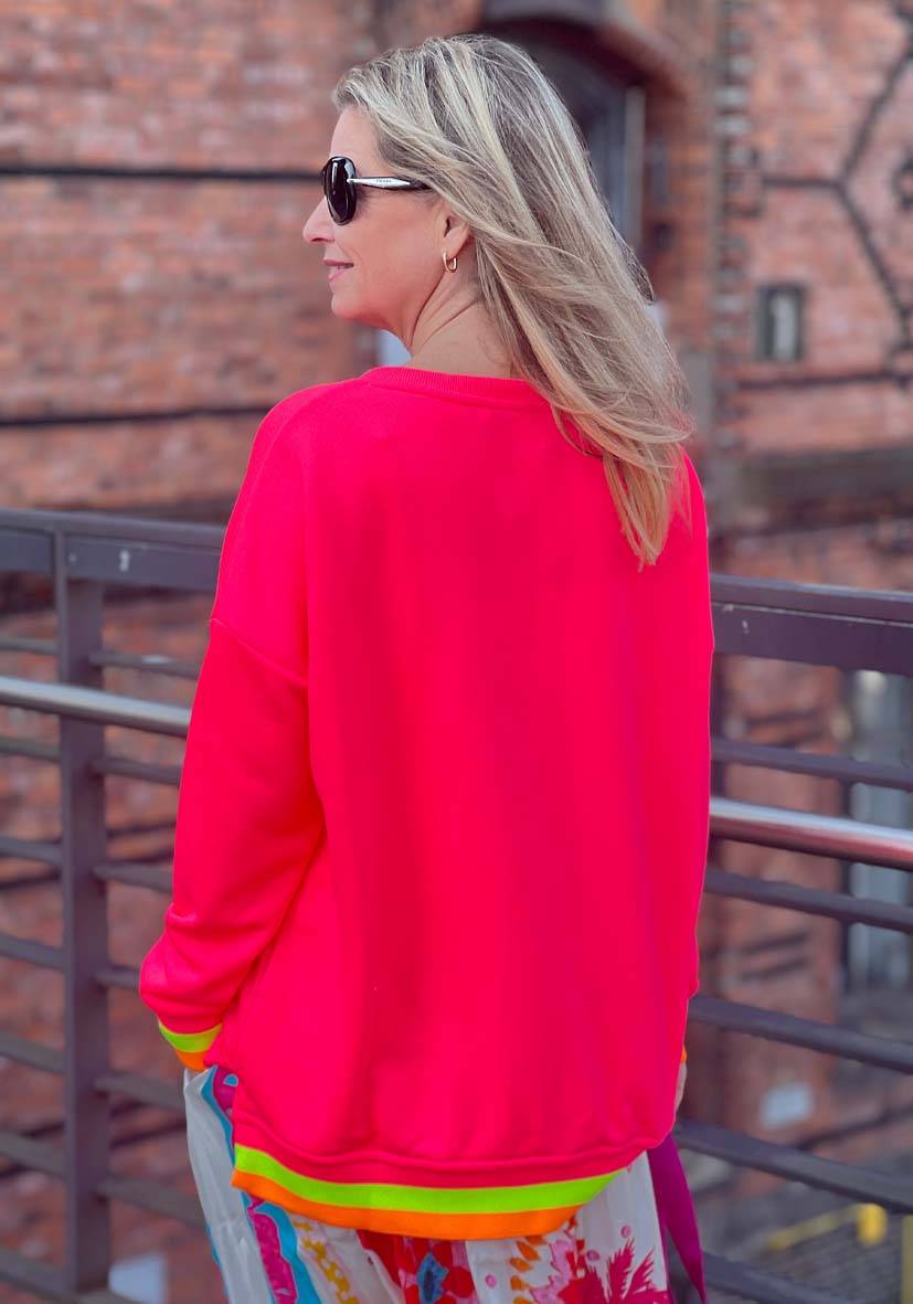 Miss Goodlife V-Neck Champagne Love Strass – neonpink/neonyellow 50% Rabatt mit kostenlosem Versand