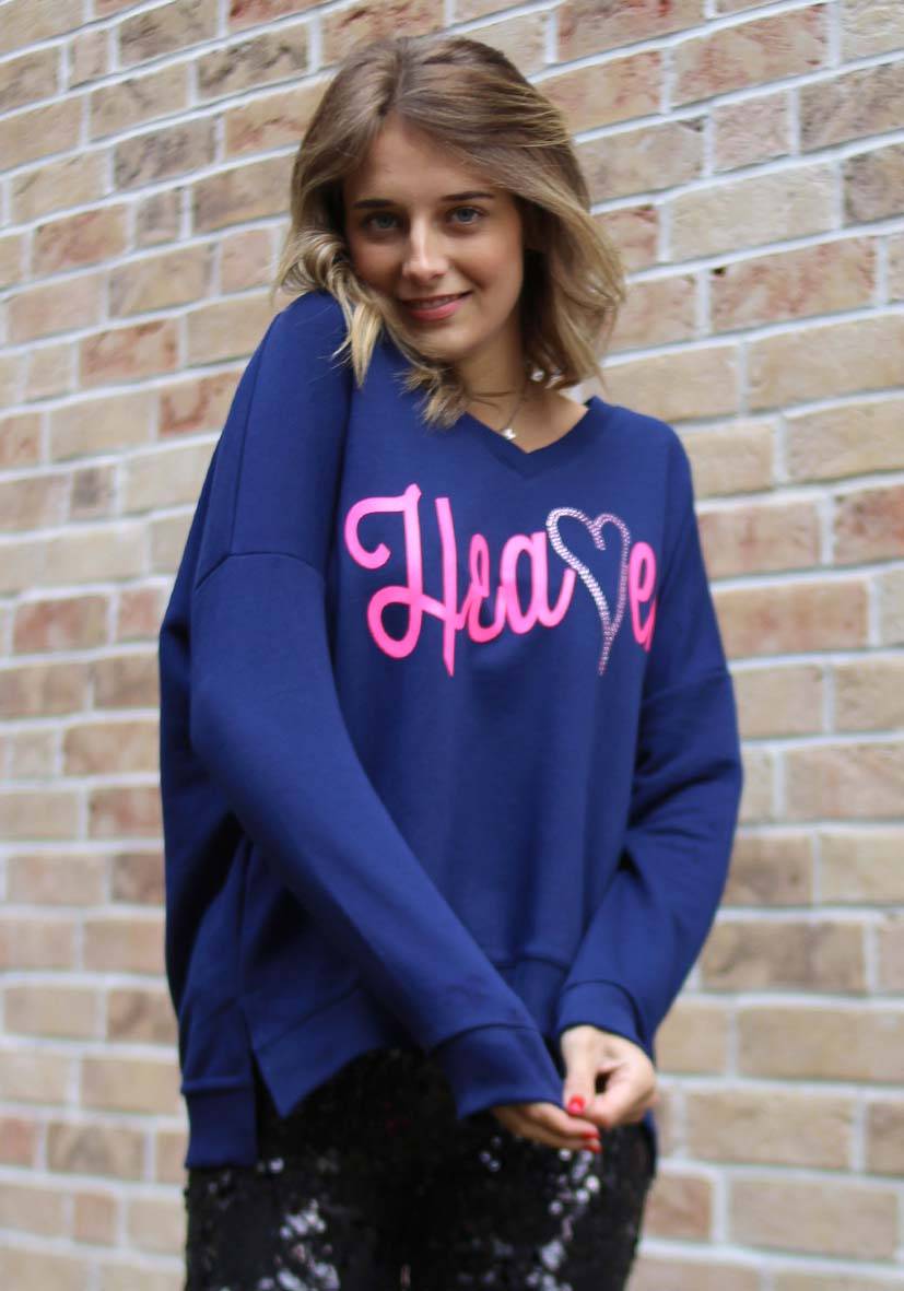Miss Goodlife V-Neck Heaven Strass – darkblue/neonpink Rabatte dieses Monats