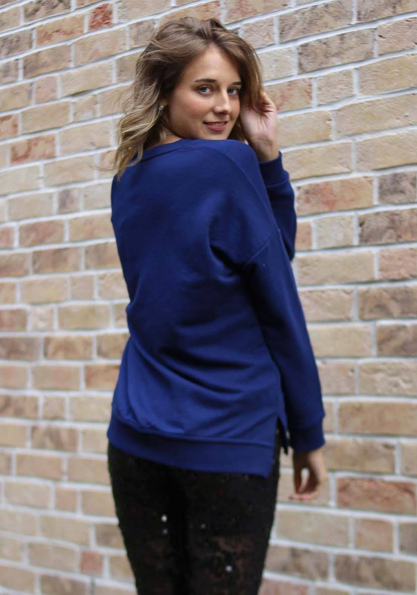 Miss Goodlife V-Neck Heaven Strass – darkblue/neonpink Rabatte dieses Monats