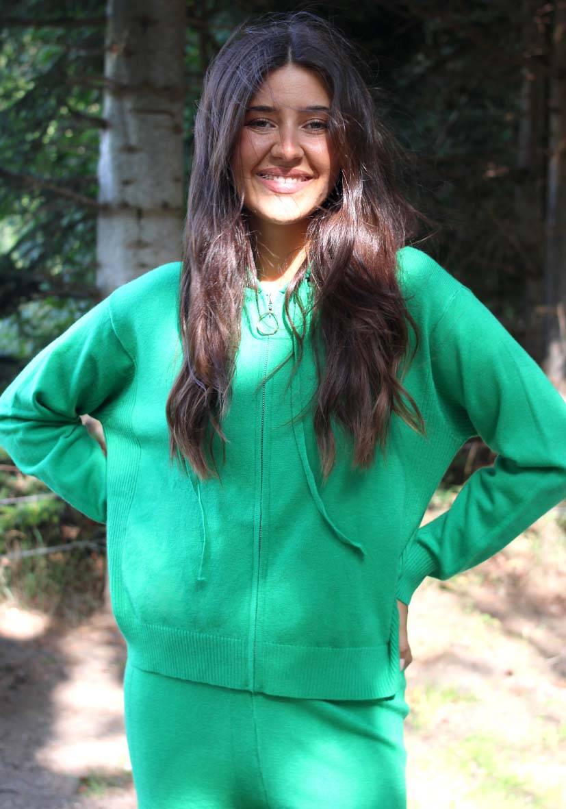 Miss Goodlife Cardigan Knitted Zipper – green im Angebot