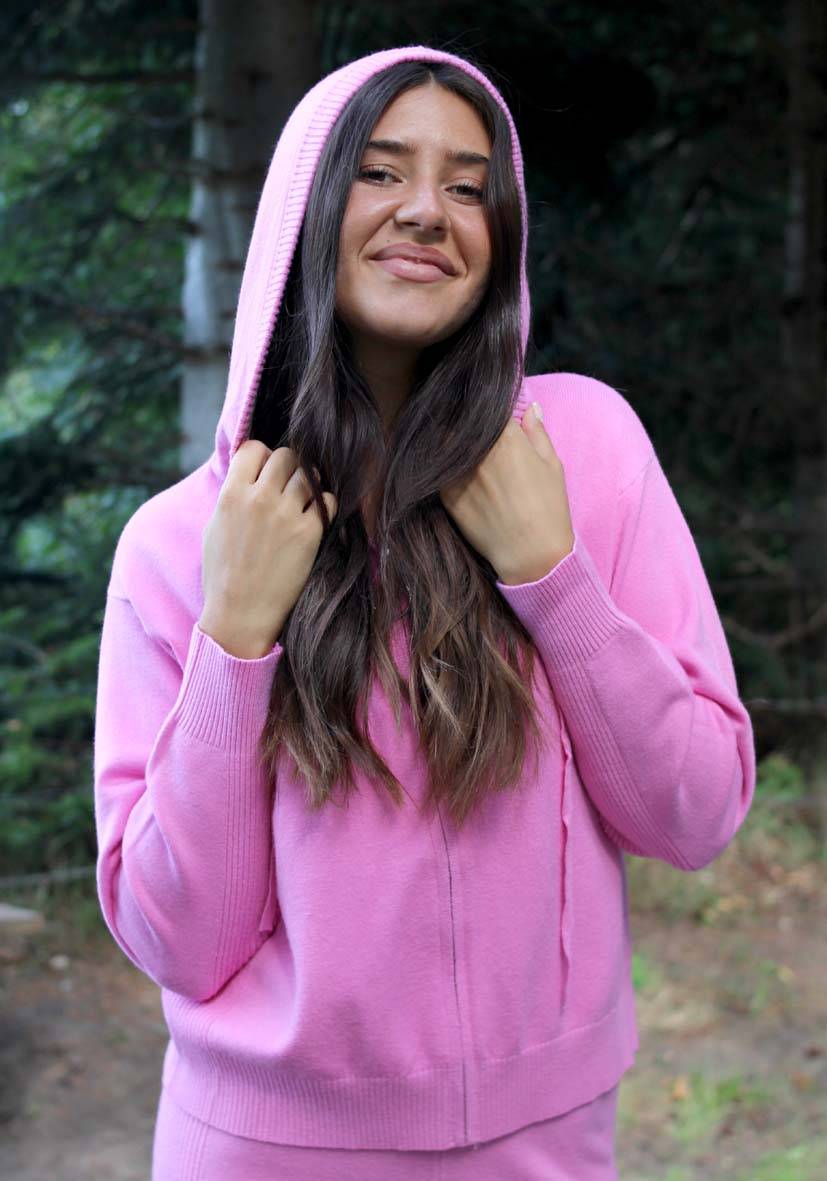 Miss Goodlife Cardigan Knitted Zipper – pink Günstiger Verkauf