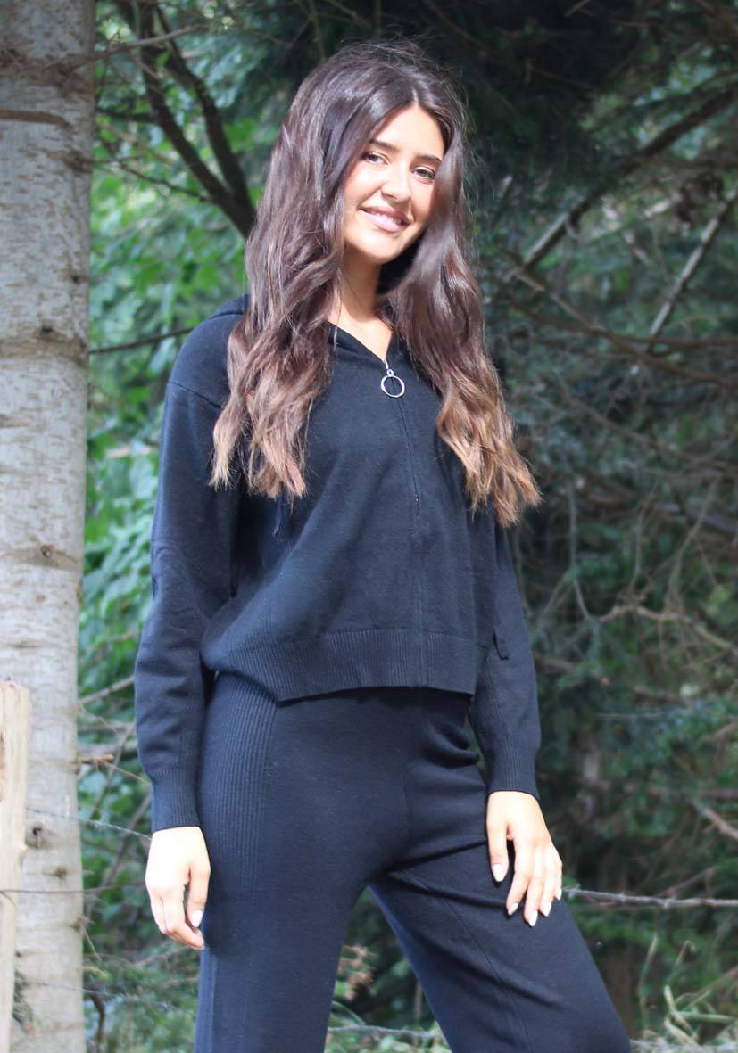 Miss Goodlife Cardigan Knitted Zipper – black Fabrikverkauf
