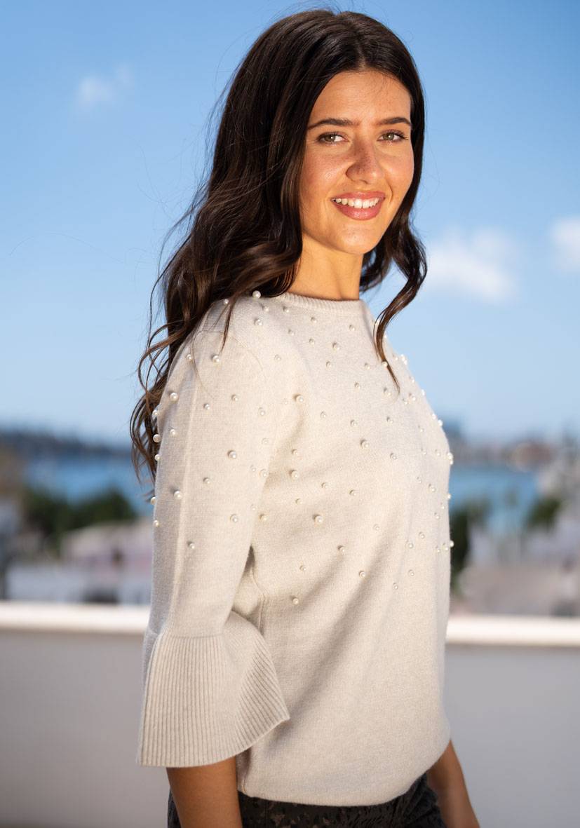 Miss Goodlife Pullover Pearl Roundneck – creme Kostenloser Versand