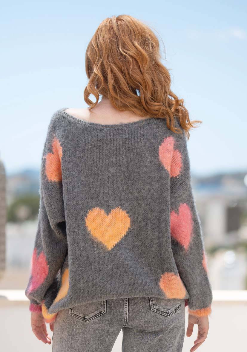 Miss Goodlife Pullover Hearts allover – grey Rabatt