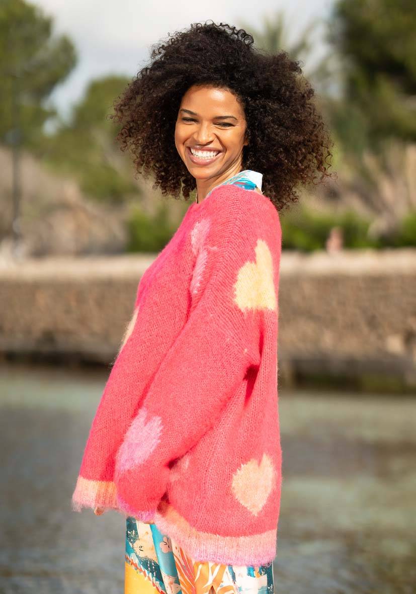 Miss Goodlife Pullover Hearts allover – pink Versandkostenfrei