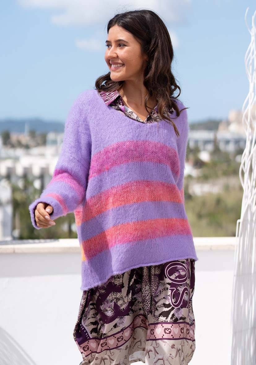 Miss Goodlife Pullover mit multicolor Stripes – velvet Black Friday