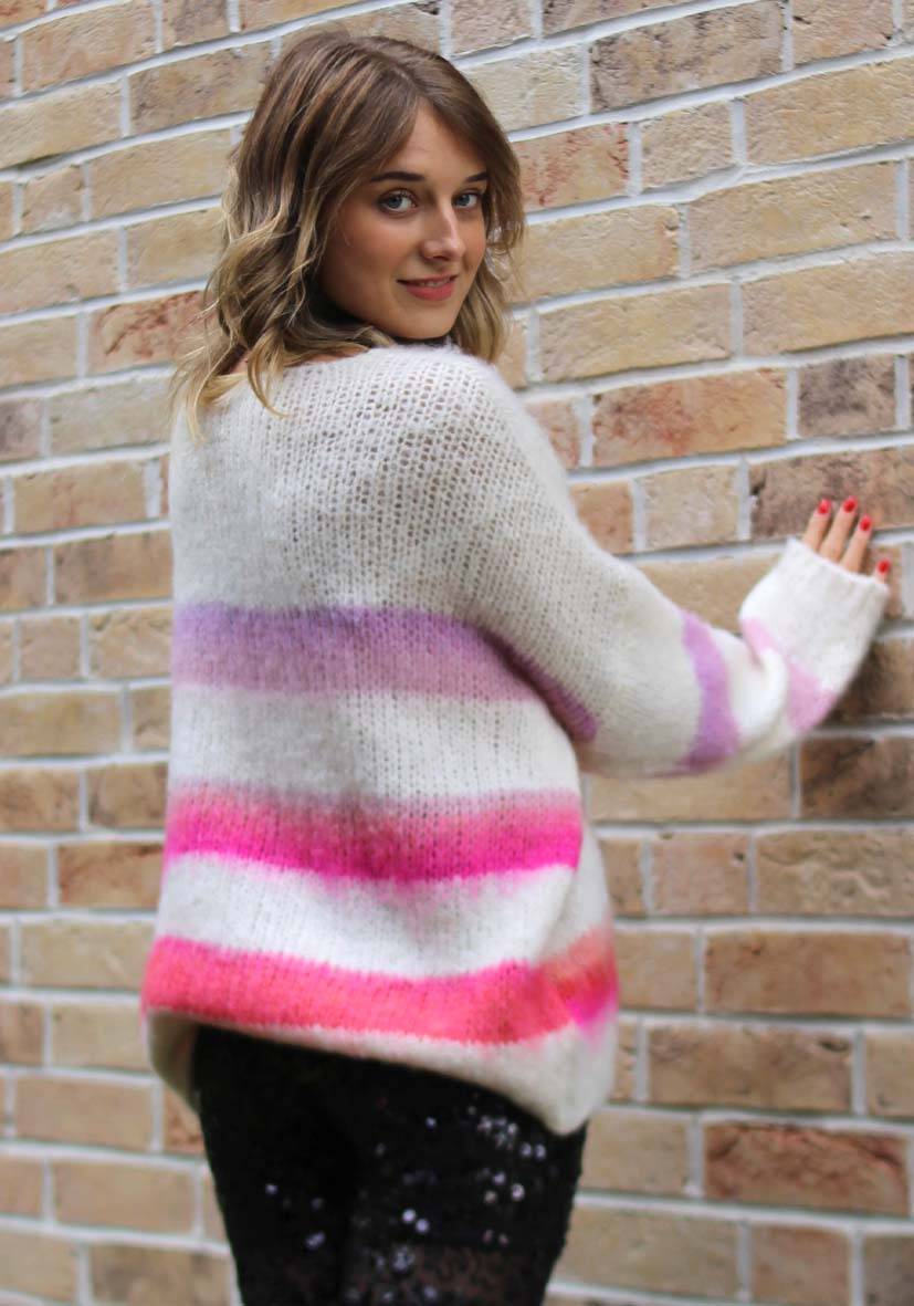 Miss Goodlife Pullover mit multicolor Stripes – offwhite Valentinstagsangebot
