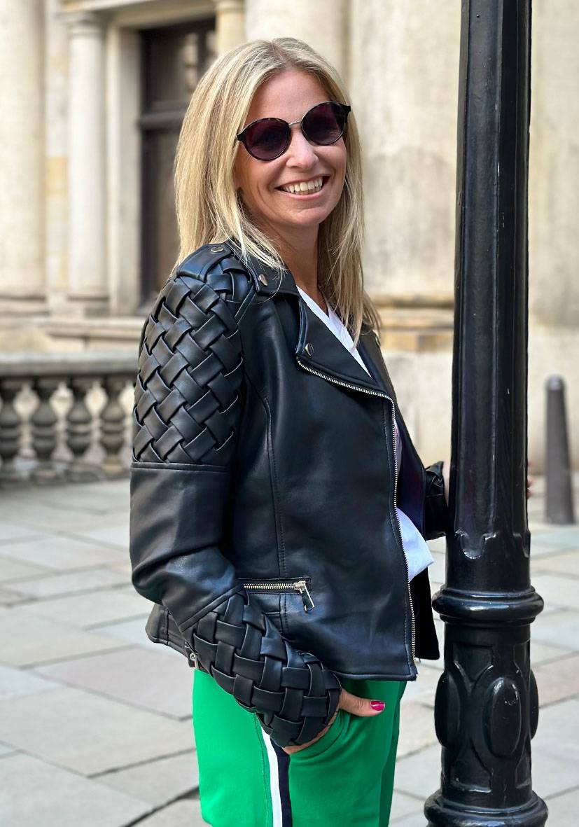 Miss Goodlife Vegane Lederjacke mit Flechtmuster – black Fabrikladen