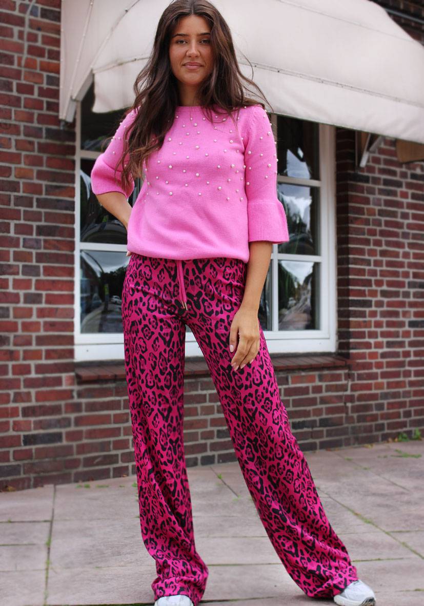 Miss Goodlife Wide Leg Pants Leo – pink Begrenztes Angebot