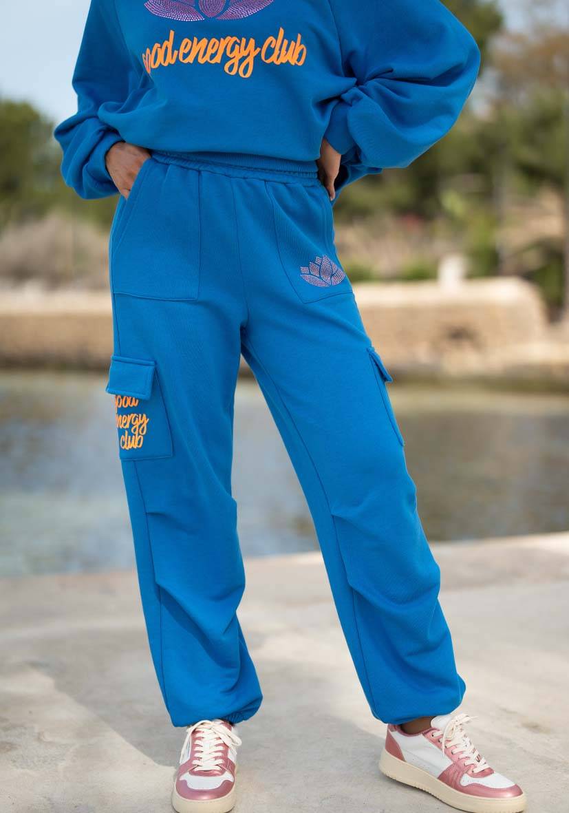 Miss Goodlife Pants Good Energy Namasté Strass – blue Weihnachtsangebot