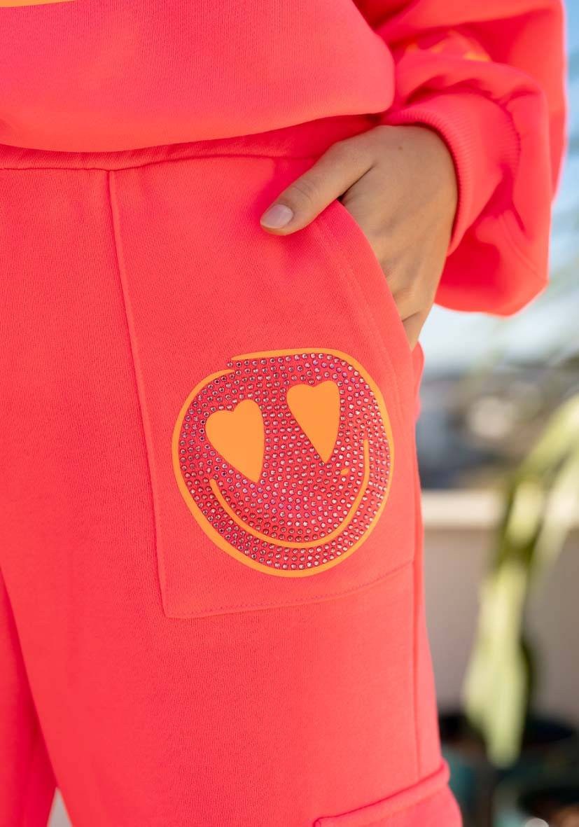 Miss Goodlife Pants Goodlife Heartface – neonpink/neonorange Letzte 3 Tage