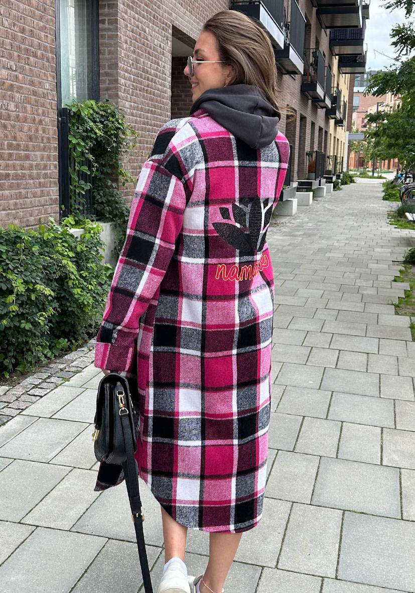 Miss Goodlife Patch-Mantel mit Taschen – pink Letzte 2 Tage