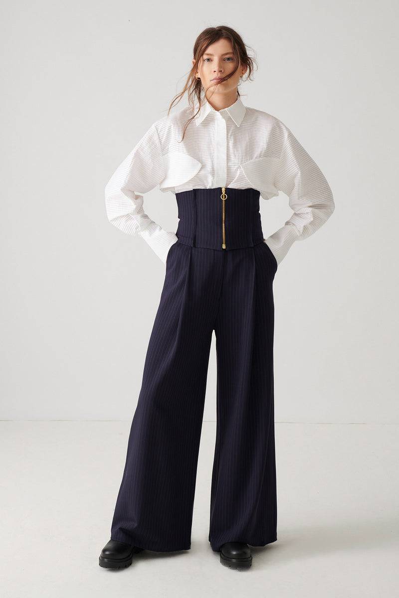 Mykke Hofmann Cotton Plissée Blouse Lon Sonderangebot der Fabrik