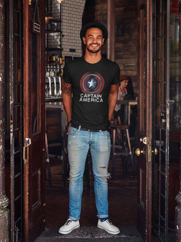 Nastrovje Potsdam Captain America Flash Logo Herren T-Shirt schwarz Weihnachtsangebot