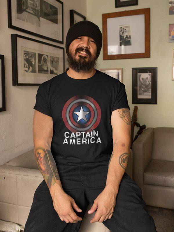 Nastrovje Potsdam Captain America Flash Logo Herren T-Shirt schwarz Weihnachtsangebot