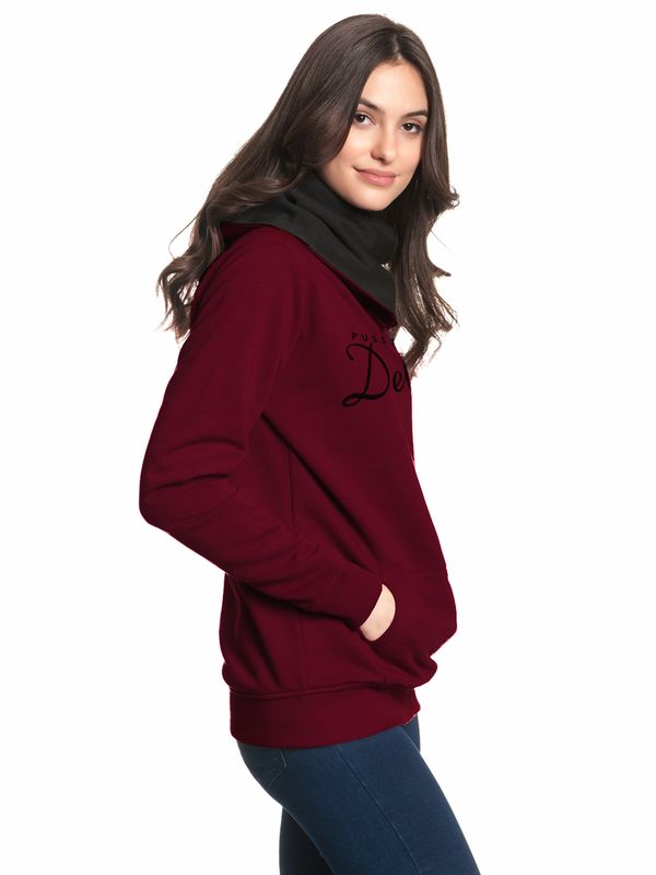 Nastrovje Potsdam Pussy Deluxe Logo Damen Schalkragenpullover rot/schwarz Letzter Tag
