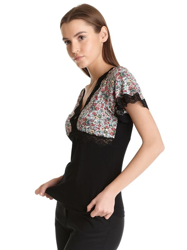 Nastrovje Potsdam Vive Maria French Flower Damen T-Shirt schwarz/creme allover Heißer Verkauf