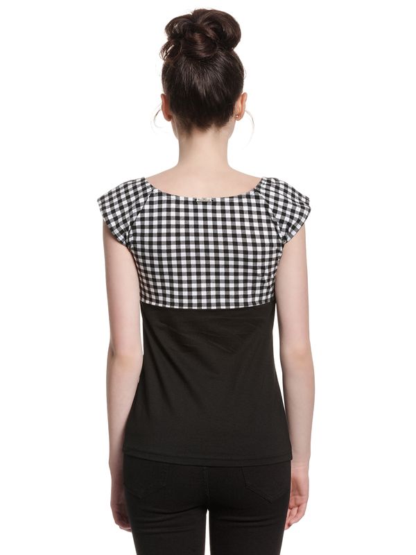 Nastrovje Potsdam Pussy Deluxe Plaid Evie Damen T-Shirt schwarz/weiß Zeitbegrenzte Promotion
