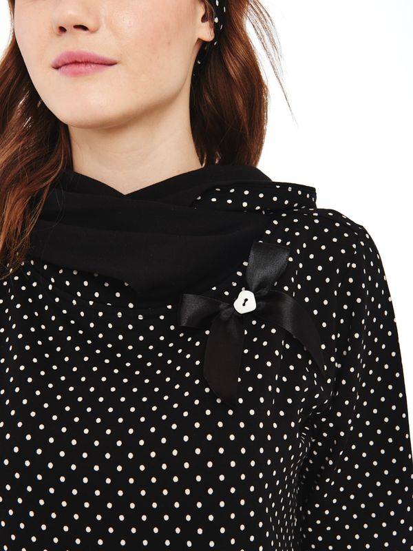 Nastrovje Potsdam Pussy Deluxe Dots Shawl Damen Schalkragenpullover schwarz Cyber Monday