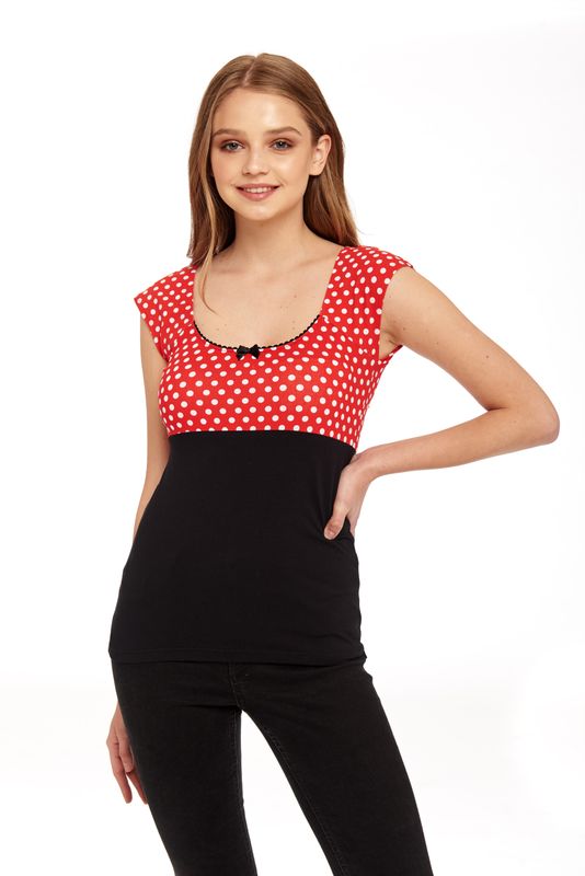 Nastrovje Potsdam Pussy Deluxe Red Dots Basic Shirt schwarz / rot allover Jubiläumsangebot