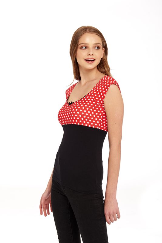 Nastrovje Potsdam Pussy Deluxe Red Dots Basic Shirt schwarz / rot allover Jubiläumsangebot
