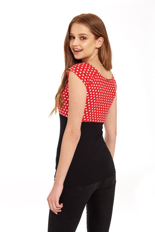 Nastrovje Potsdam Pussy Deluxe Red Dots Basic Shirt schwarz / rot allover Jubiläumsangebot