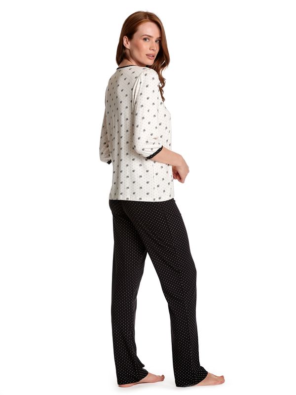 Nastrovje Potsdam Vive Maria Bisou Pour Toi Damen Pyjama creme allover/schwarz allover Speichern exportieren