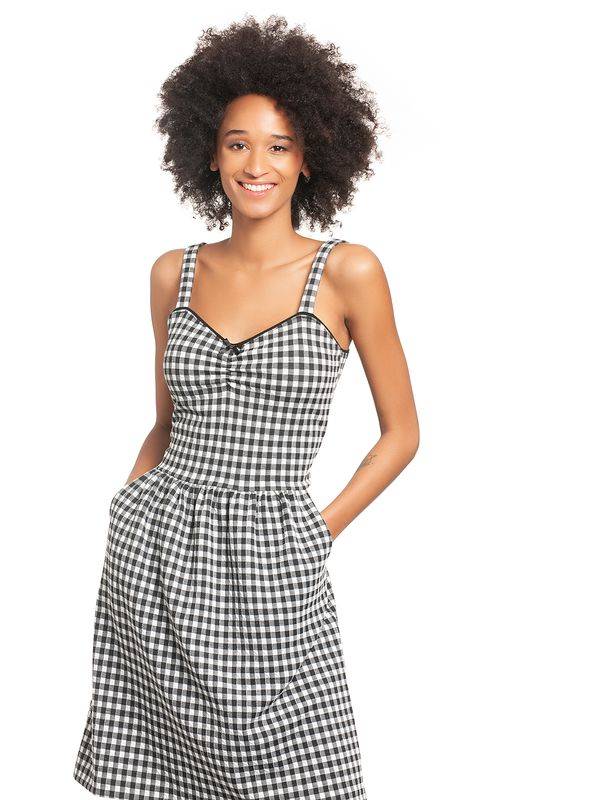Nastrovje Potsdam Vive Maria Vichy Summer Damen Trägerkleid schwarz/creme Fabrikpreis