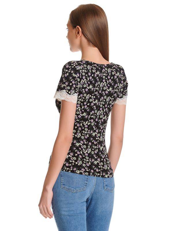 Nastrovje Potsdam Vive Maria Midnight Flower Damen T-Shirt schwarz allover Letzter Tag