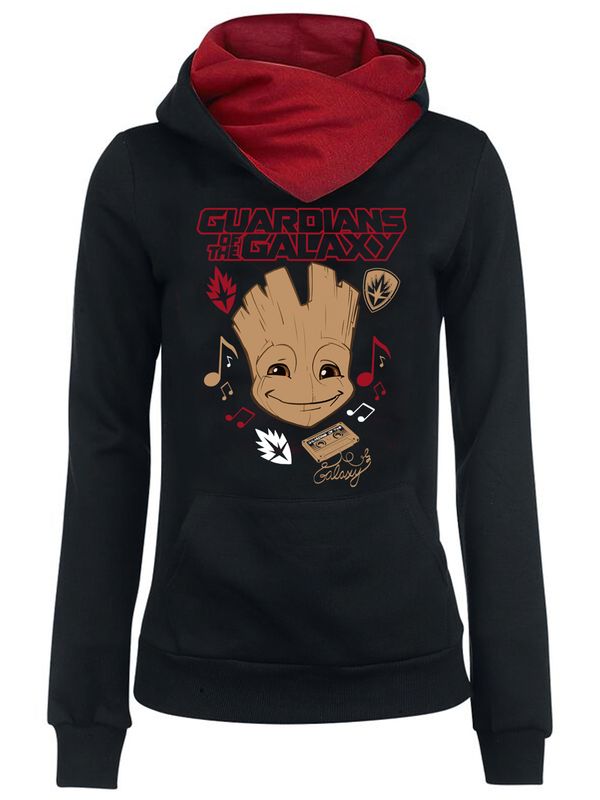 Nastrovje Potsdam Guardians of the Galaxy Music Damen Schalkragenpullover schwarz/rot Tägliche Deals
