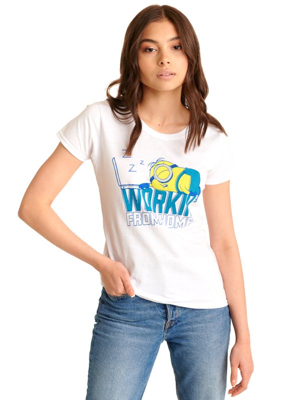 Nastrovje Potsdam Minions Workin&#039; From Home Damen T-Shirt weiss