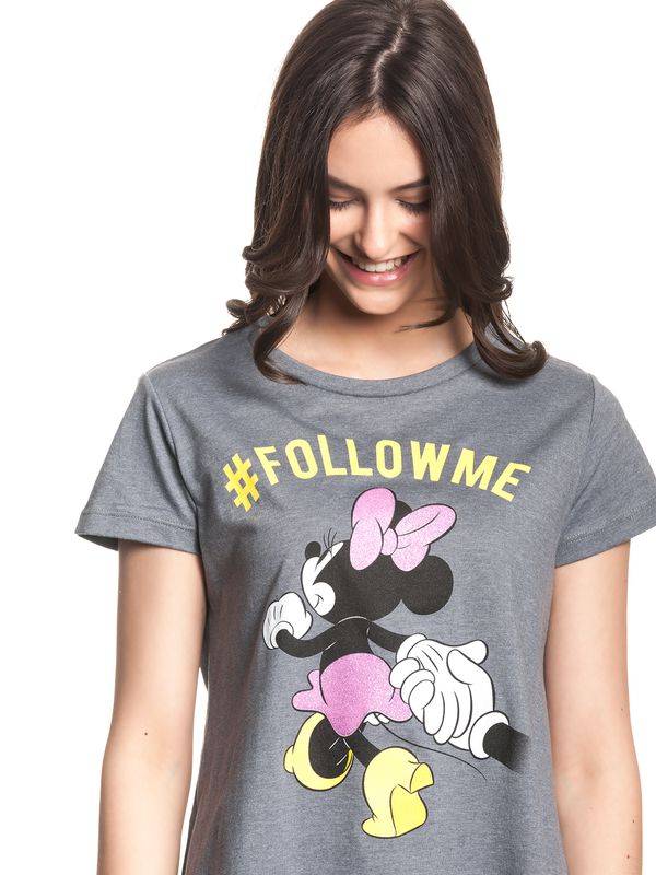 Nastrovje Potsdam Disney Mickey Mouse Follow Me Damen T-Shirt dunkelgrau Fabrikverkauf