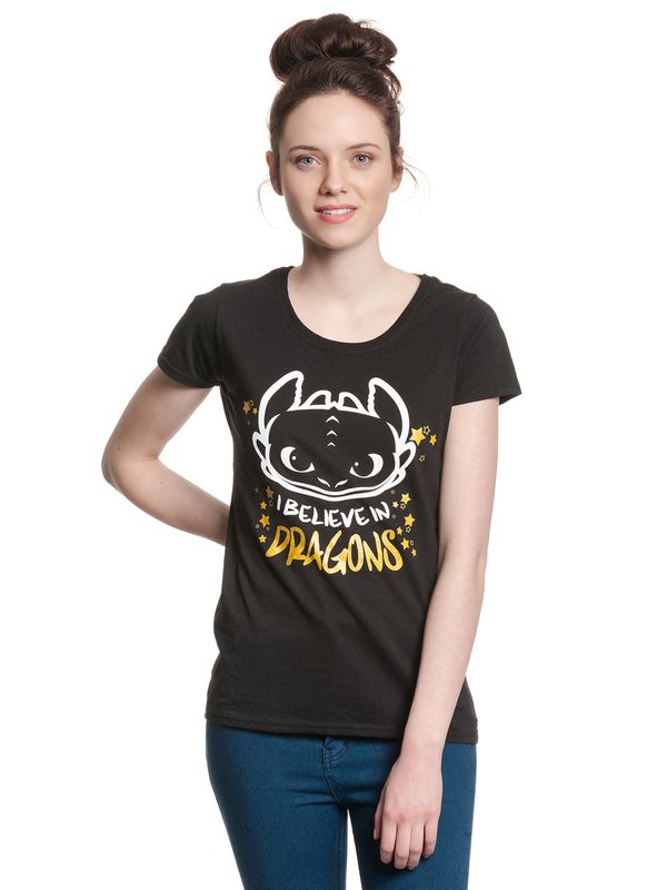Nastrovje Potsdam Dragons, Drachenzähmen leicht gemacht I Believe In Dragons Damen T-Shirt schwarz Jubiläumsangebot