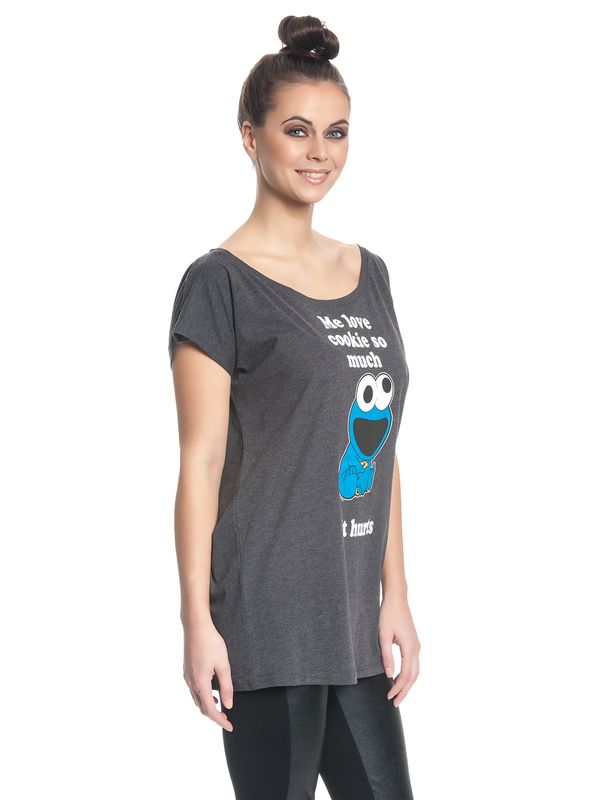 Nastrovje Potsdam Sesamstrasse Me Love Cookie Damen Loose-Shirt dunkelgrau meliert Kostenlose Rückgabe