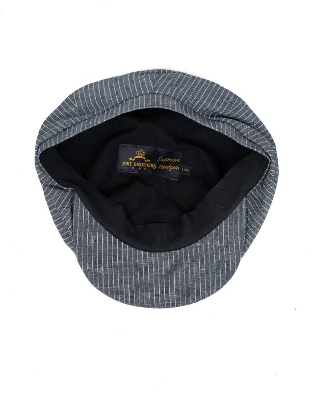 Pike Brothers 1928 Newsboy Cap grey striped linen Weihnachtsangebot