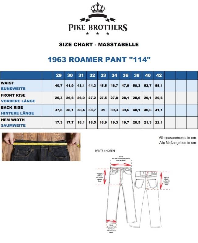 Pike Brothers 1963 Roamer Pant 15oz indigo 114 rinse Großer Ausverkauf