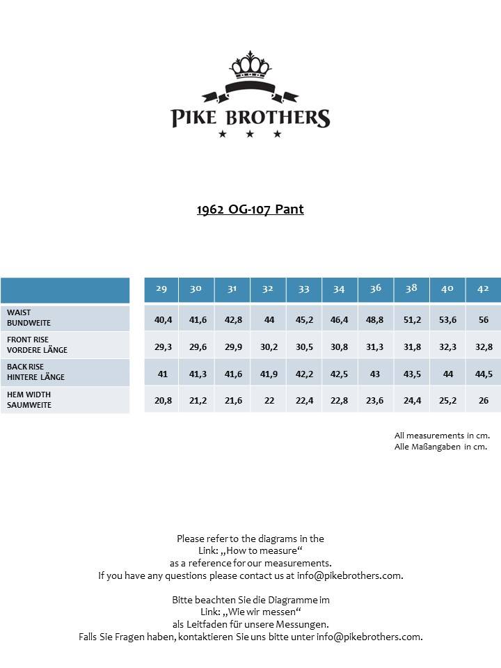 Pike Brothers 1962 OG-107 Pant navy W28 L34 Letzte 2 Tage