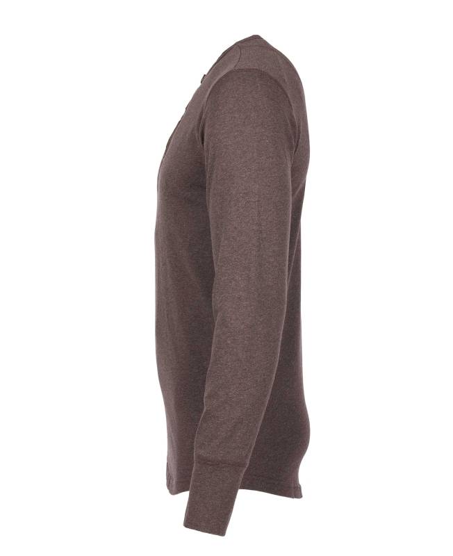 Pike Brothers 1927 Henley Shirt long sleeve brown melange im Angebot