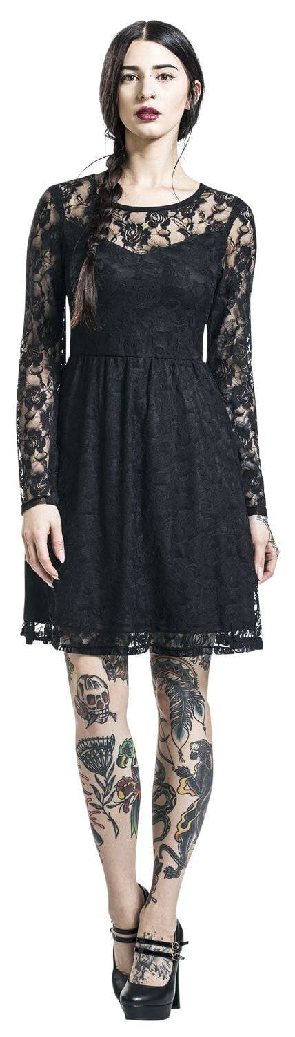 EMP "Lace Dress" Kurzes Kleid schwarz von Gothicana by EMP Schlussverkauf